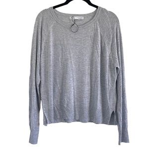 NWOT Zara Long Sleeve Heather Grey Sweater Knit